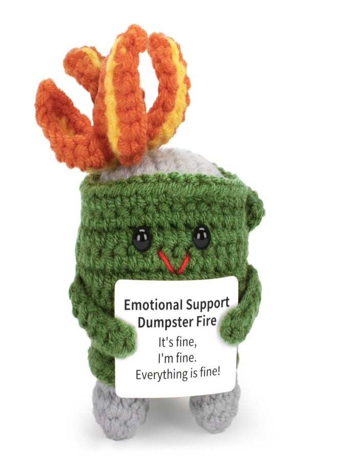 Dalycro Emotional Dumpster Crochet Fire Handmade Dumpster Doll with Positive Words for Friends and Family Room Decor (Green) - Image 1