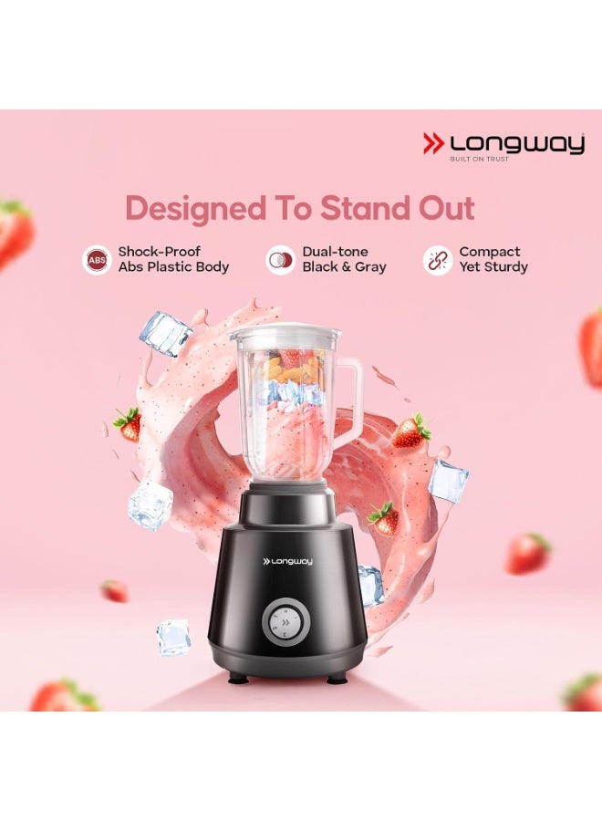 لونج واي Longway Super Pro Mixer Grinder | Up to 700 Watt Powerful Motor | 3 Jars for Grinding, Mixing, Juicing | 2 Year Warranty (Black & Gray, 3 Jars) - Image 2