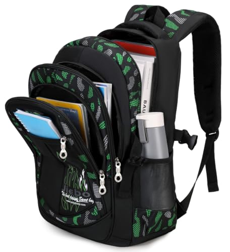 BABUN Boys Backpacks For Elementary Middle School Bookbag Set Kids Heavy Duty Durable Teenage Student Sturdy Waterproof (2-Green) - Image 2