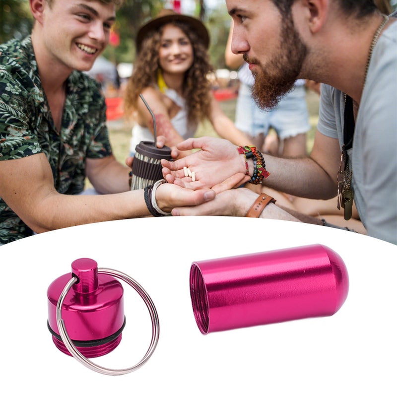 Aluminum Alloy Medicine Bottle Outdoor Portable Waterproof Moistureproof Medicine BottlePink - Image 3