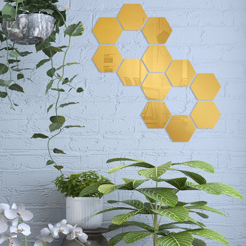 24PCS Hexagon Mirror Wall Stickers Removable Wall Decals Acrylic Decorative Mirror DIY Home Decorations for Bedroom Bathroom Living Room - Image 4