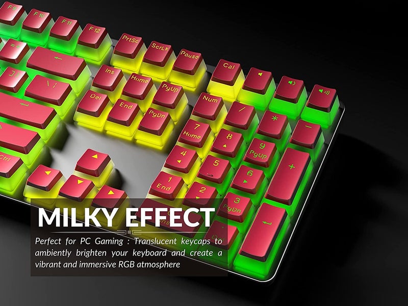 ETZIN Pudding Keycaps Set PBT Double Shot OEM Profile for Gaming Mechanical Keyboard MX Switches Universal Compatiability for 61 87TKL 104 108 Keyboard (Only Keycaps), (RED) - Image 4