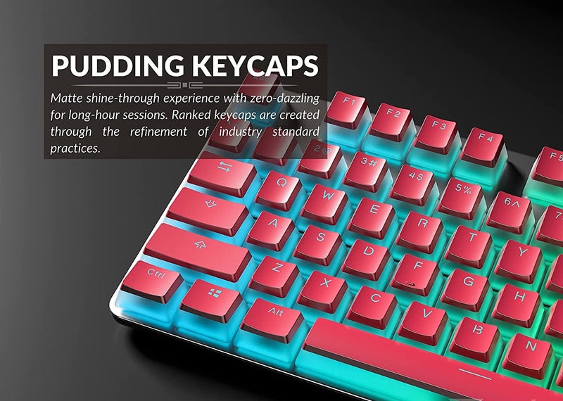 ETZIN Pudding Keycaps Set PBT Double Shot OEM Profile for Gaming Mechanical Keyboard MX Switches Universal Compatiability for 61 87TKL 104 108 Keyboard (Only Keycaps), (RED) - Image 3