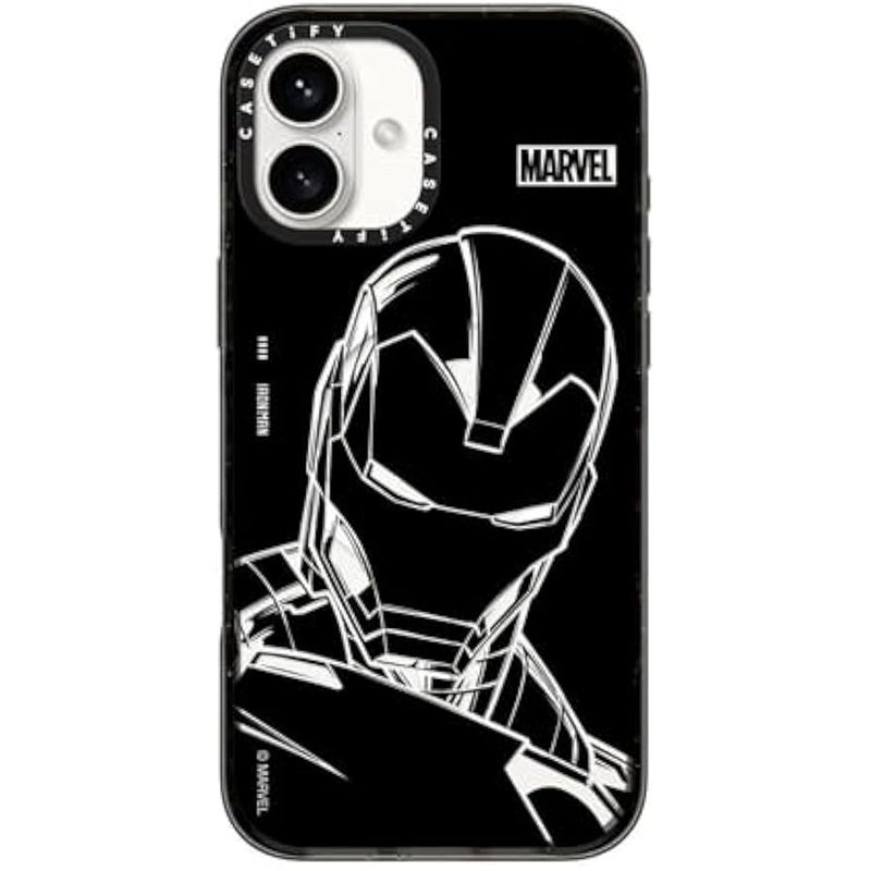 كاستيفي كاسيتي حافظة امباكت ايفون 16 بلس 【ايرون مان كو-لاب / 4X اختبار السقوط من الدرجة العسكرية / حماية من السقوط بطول 8.2 قدم / متوافق مع ماج سيف】 - ايرون مان - اسود - اسود شفاف - Image 1