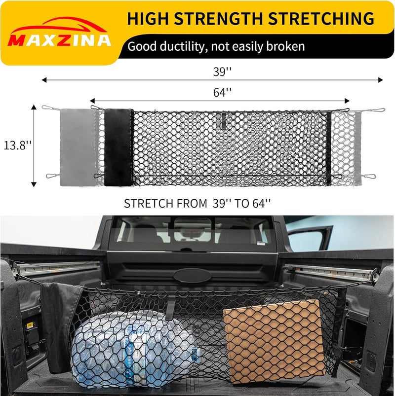 Maxzina High strength upgraded material Cargo Net Compatible with 2022-2025 Ford Maverick Truck Bed Cargo Net with Storage Bag 3.28'×1.15' Double Layer Envelope Style Dense Mesh Trunk Organizer for 2024 Maverick Exterior Accessories Multi-budget available picks - Image 4