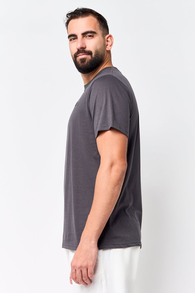 Laguna Men Regular Fit Embroidered Logo Short Sleeve T- Shirt, Dark Grey - Image 3
