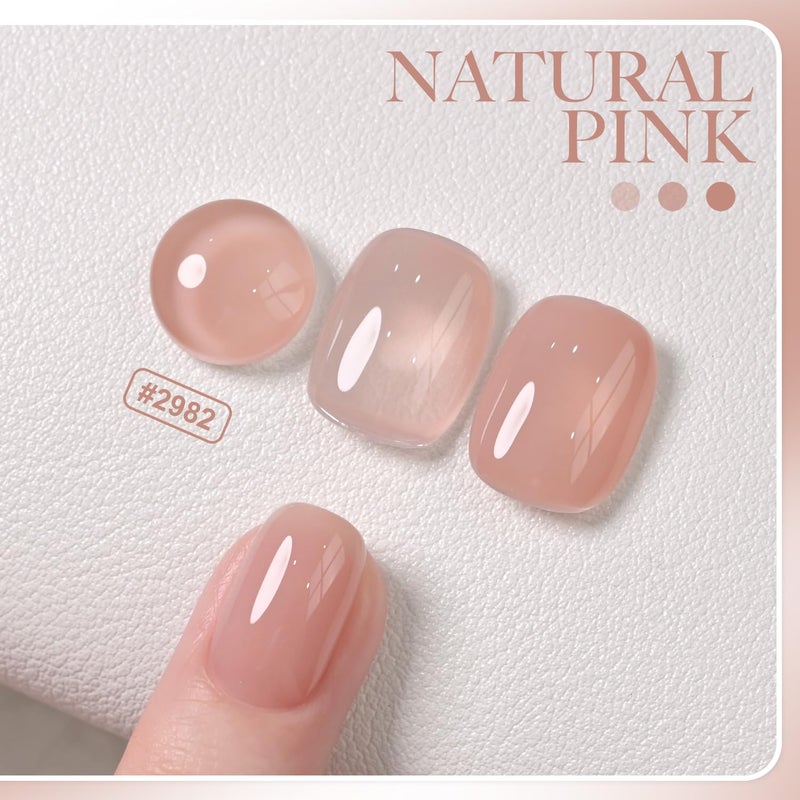 GAOY Nude Jelly Gel Nail Polish, 16ml Sheer Translucent Netural Soak Off Gel Polish, UV Light Cure for Nail Art DIY, 2982 Natural Pink - Image 2