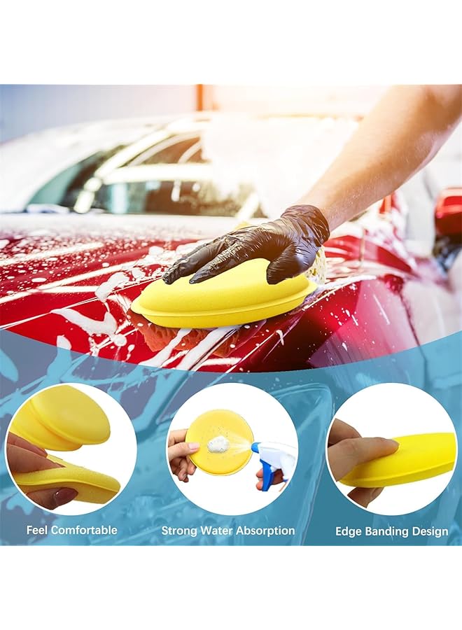 Generic Car Polishing Pads, 12Pcs Car Wax Applicator Pads, Microfiber Soft Foam Polish Applicator Pads, Car Wax Cleaning Pads Sponge Applicators For Clean Car Vehicle Auto Glass, Yellow  - Image 4