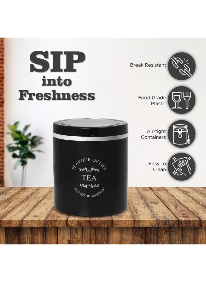 JAYPEE PLUS جايبي بلس كلاسيك حاويتان للشاي والسكر والقهوة | محكم الإغلاق 750 مل حاويات الشاي للمطبخ | قفل من مطاط السيليكون | حاوية مطبخ | قابلة للتكديس | تشطيب لامع | غطاء شفاف، أسود - Image 3
