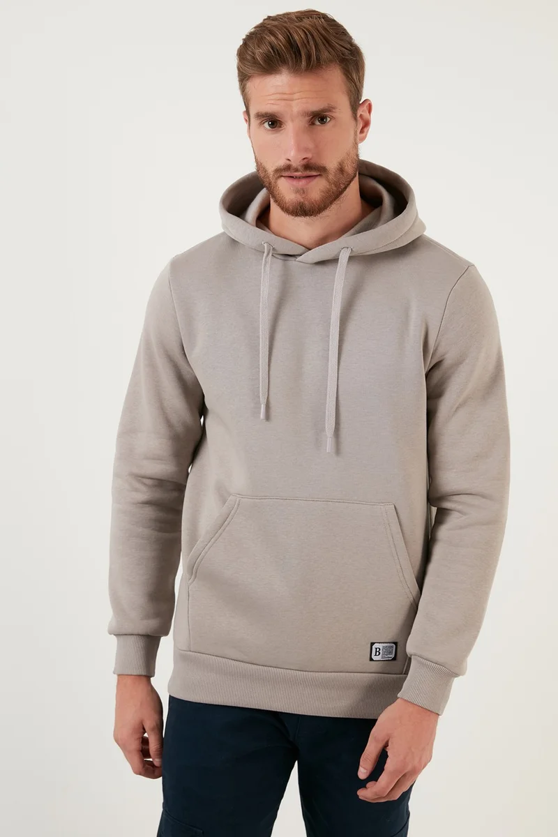 بوراتي Slim Fit Hooded Kangaroo Pocket Furry Soft Fleece Sweat Men's SWEAT 5905281
