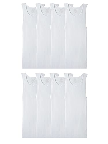 Fruit Of The Loom Mens Sleeveless Tank A-shirt, Tag Free & Moisture Wicking, Ribbed Stretch Fabric Undershirt, 8 Pack - White, X-Large US - Image 5