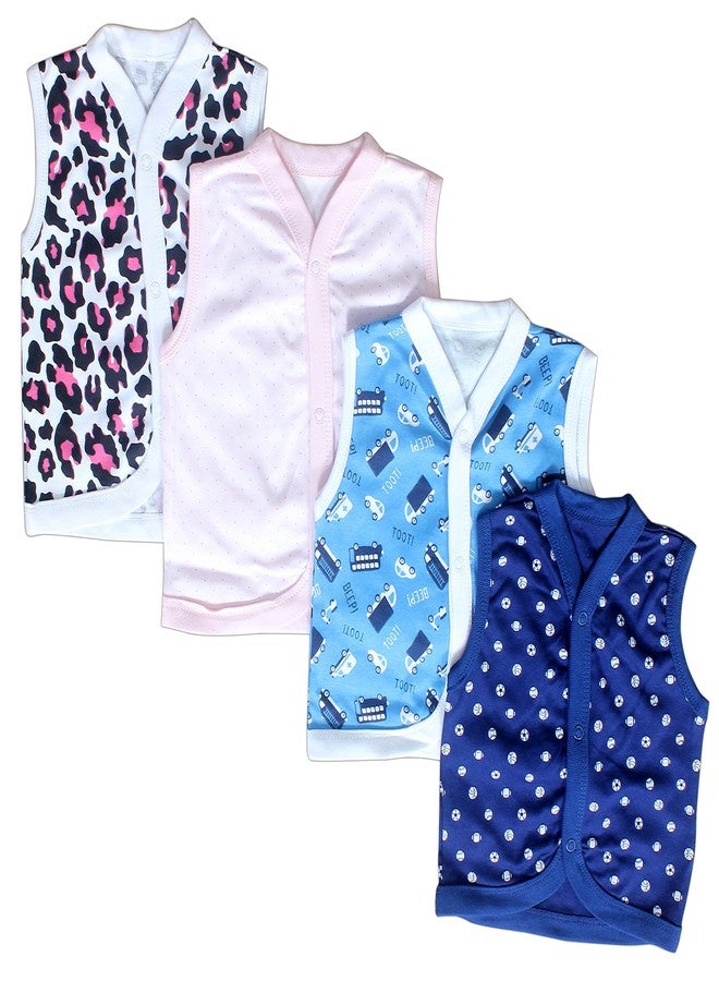 Baby Station Baby Sleeveless Vest-Jhabla-Set of 4 (3-6 Months) - Image 1