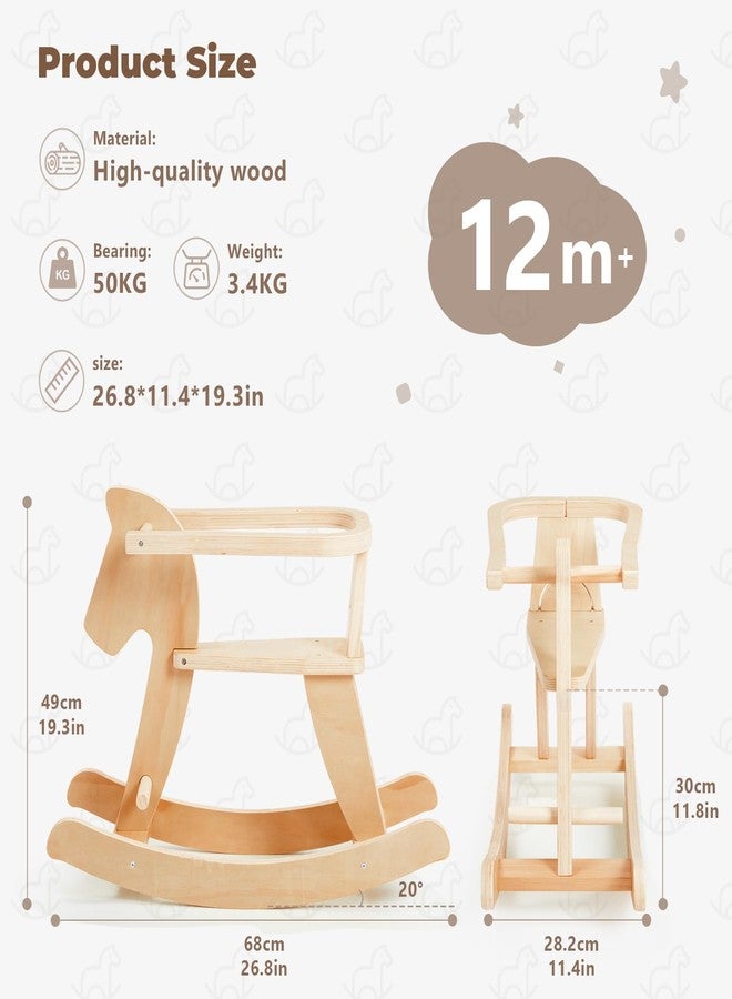 labebe - Wooden Rocking Horse, Baby Wooden Ride On Toys for 12M+, Classic Rocker Toy with Removable Fence, Toddler Riding Toy Indoor/Outdoor, Nursery Birthday Gift (Natural) - Image 3