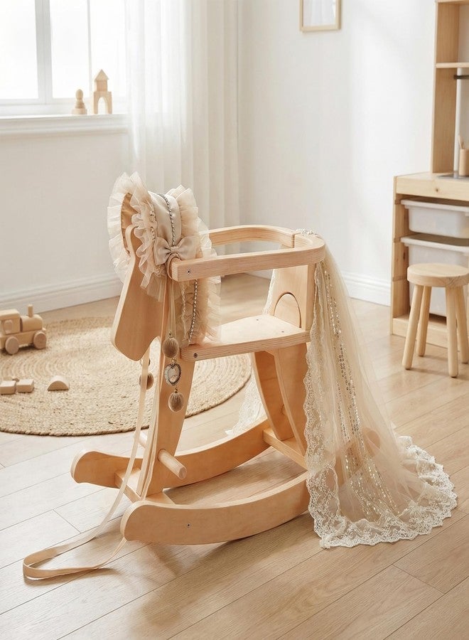 labebe - Wooden Rocking Horse, Baby Wooden Ride On Toys for 12M+, Classic Rocker Toy with Removable Fence, Toddler Riding Toy Indoor/Outdoor, Nursery Birthday Gift (Natural) - Image 4