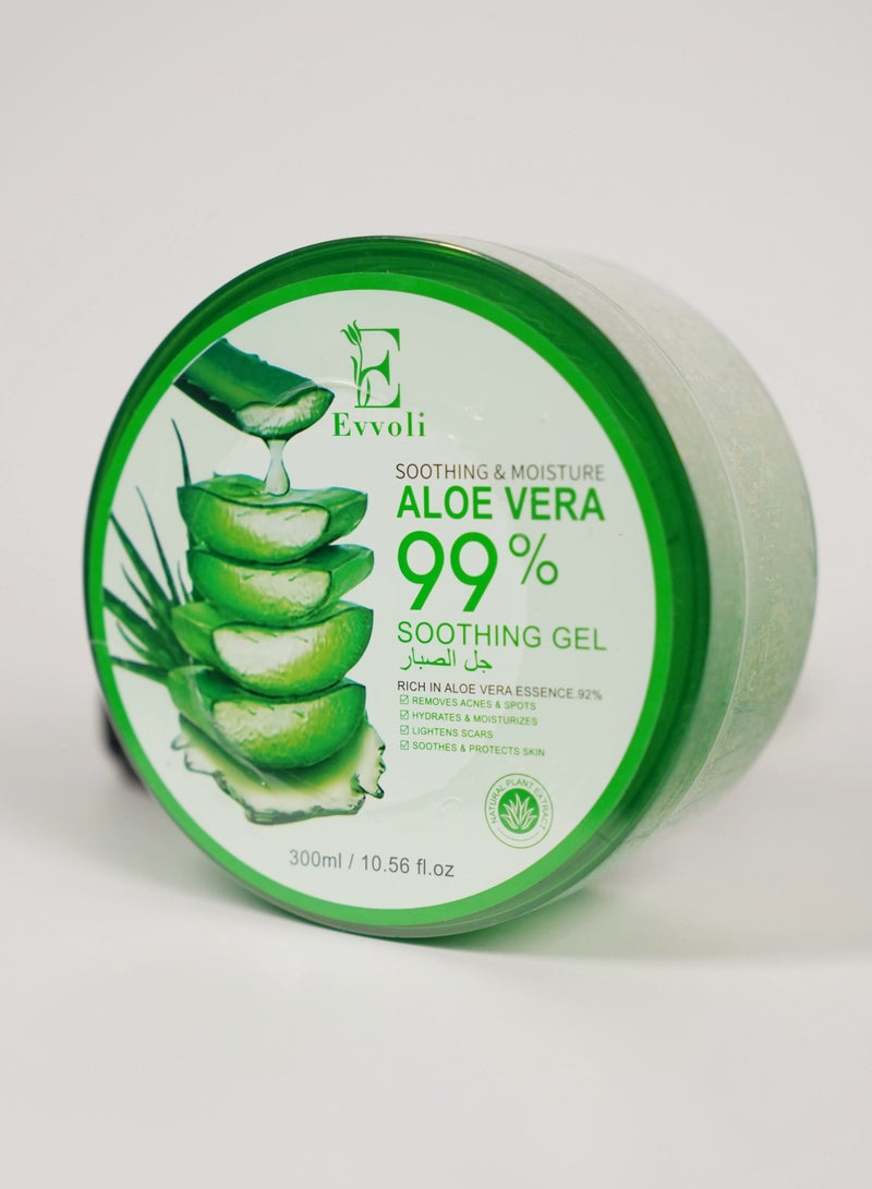 evvoli جل الصبار الطبيعي - كريم مرطب عضوي، مهدئ ومرطب، إصلاح حروق الشمس والندبات، العناية بالوجه والجسم والشعر 300 مل - Image 3