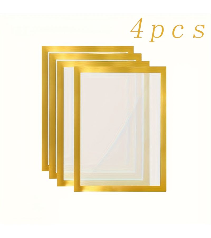 Silver Magnetic Photo Frames 4 Pack Self Adhesive Fridge Stickers - Image 2