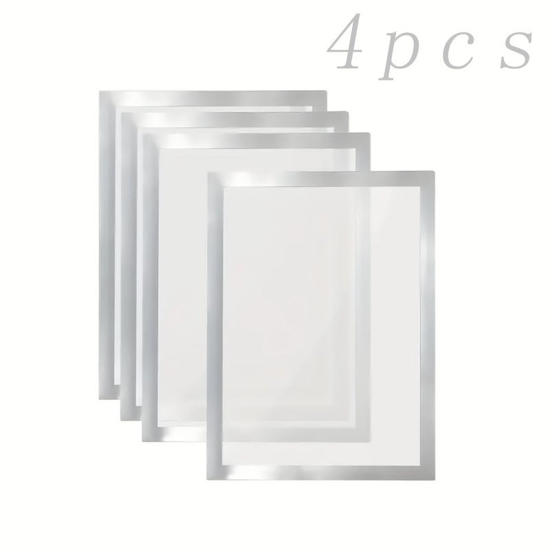Silver Magnetic Photo Frames 4 Pack Self Adhesive Fridge Stickers - Image 3