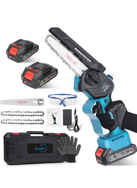 A little Expensive, the Chain Made of 65 Manganese for Sepcial Homeuse,2 Rechargeable Batteries,Automatic Oiler, Electric Chainsaw Cordless Portable with for Branches,Tree Trimming Wood Cutting and Safe Protecting Set,for Yourself, Parents or Grandfather