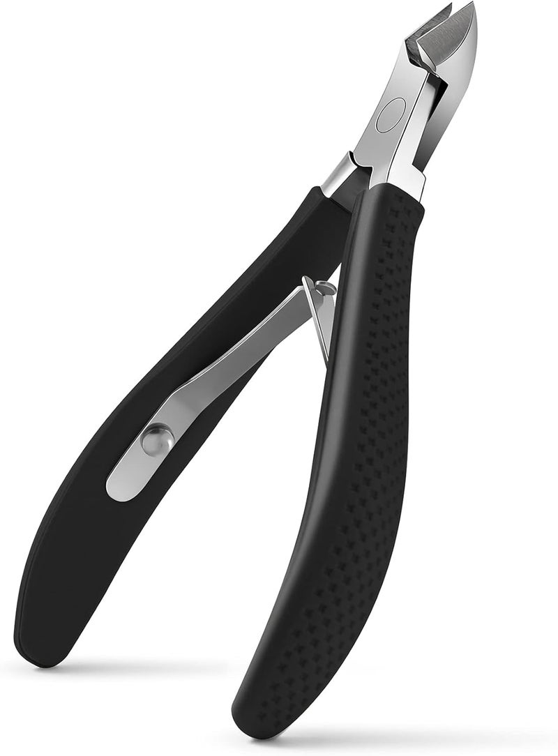 FVION Cuticle Clippers – Small Cuticle Trimmer, Rubber Coated Handle Manicure Tools – Full Jaw Cuticle Cutter for Nails (9mm) Black - Image 1
