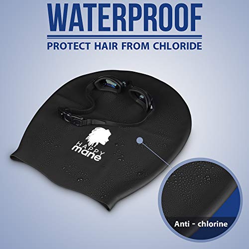 Happy Mane Silicone Swim Cap for Braids and Dreadlocks - Keeps Your Hair Dry While Swimming and Bathing Long Hair, Extensions, and Curly Hair - Large Shower Cap for Women, Men, Kids (Pink, Medium) - Image 3