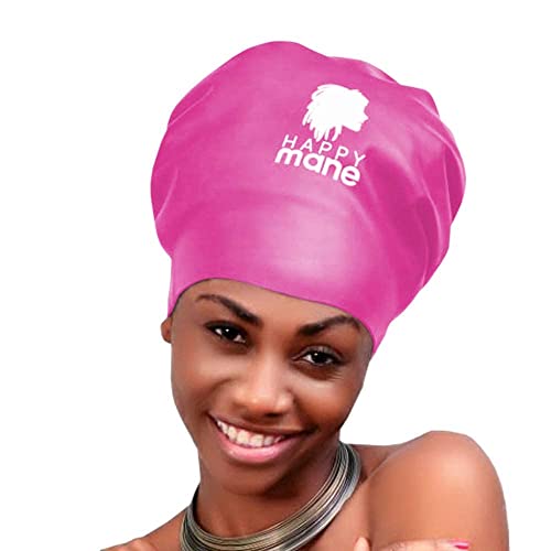 Happy Mane Silicone Swim Cap for Braids and Dreadlocks - Keeps Your Hair Dry While Swimming and Bathing Long Hair, Extensions, and Curly Hair - Large Shower Cap for Women, Men, Kids (Pink, Medium) - Image 4