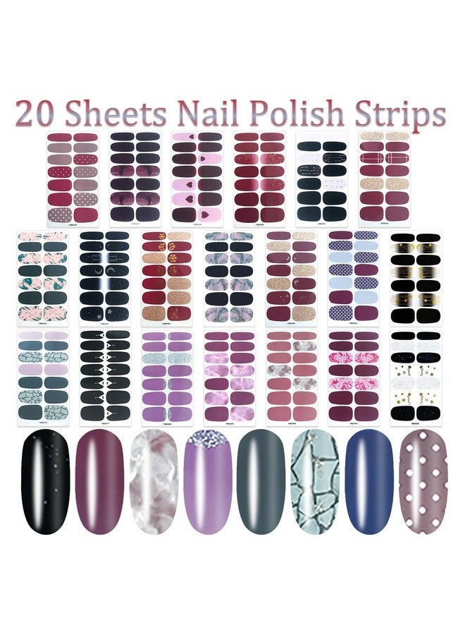 SILPECWEE 20 Sheets Nail Wraps For Women Nail Polish Strips Adhesive Nail Polish Sticker Gel Nail Strips Nail Art Accessories With 1Pc Nail File - Image 2