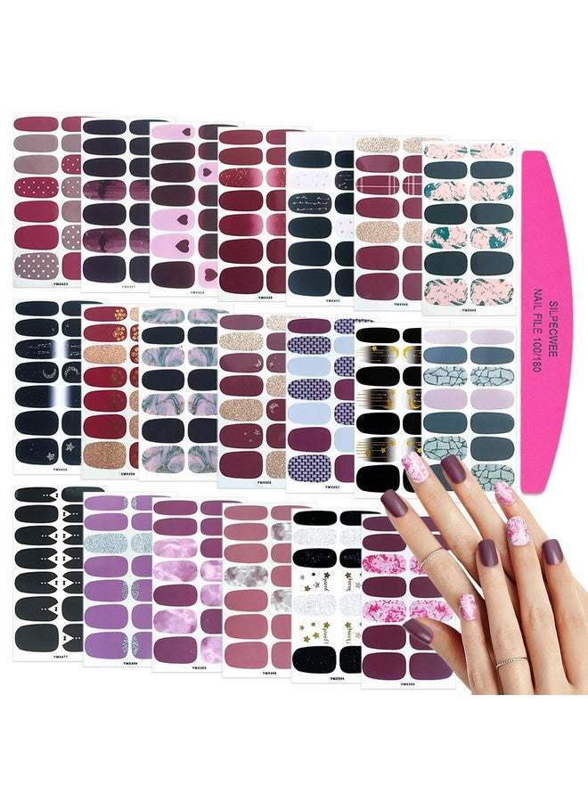 SILPECWEE 20 Sheets Nail Wraps For Women Nail Polish Strips Adhesive Nail Polish Sticker Gel Nail Strips Nail Art Accessories With 1Pc Nail File - Image 1