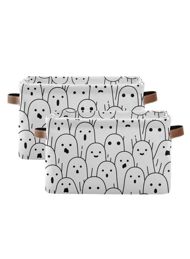 xigua Halloween Ghost Storage Basket Durable Canvas Storage Bins with Handles Large Collapsible Storage Bins Boxes for Shelves,Home Office,Toys,Closet & Laundry- 1PCS - Image 2