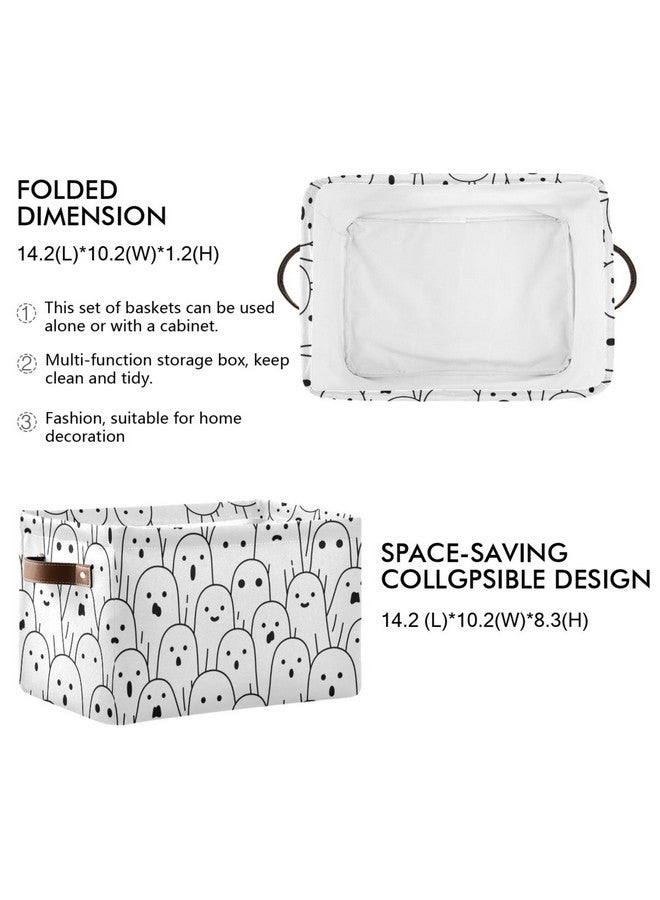xigua Halloween Ghost Storage Basket Durable Canvas Storage Bins with Handles Large Collapsible Storage Bins Boxes for Shelves,Home Office,Toys,Closet & Laundry- 1PCS - Image 3