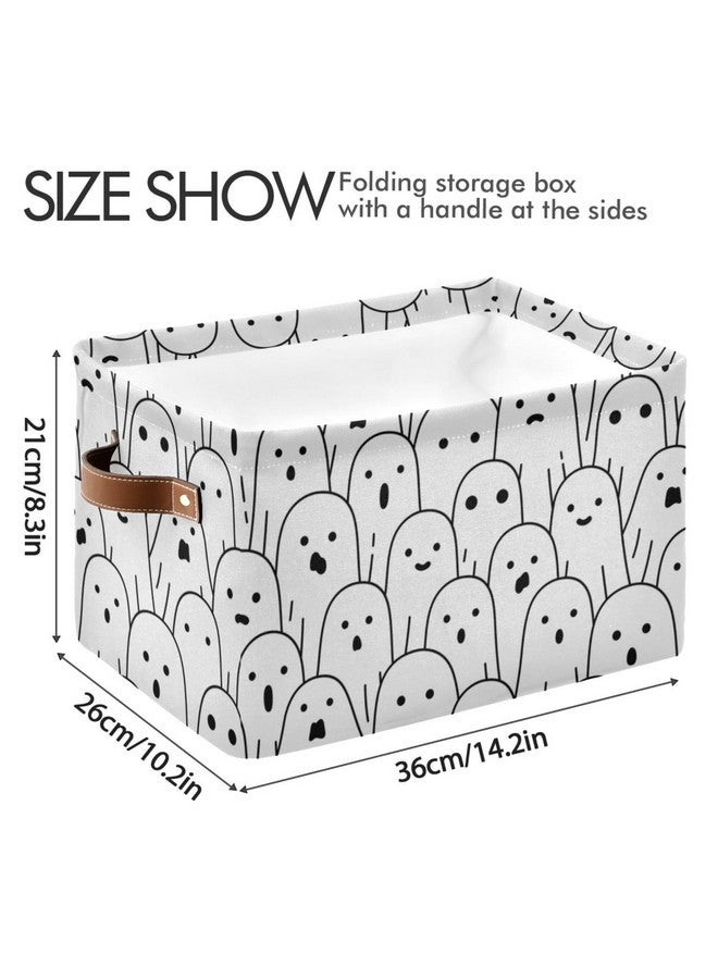 xigua Halloween Ghost Storage Basket Durable Canvas Storage Bins with Handles Large Collapsible Storage Bins Boxes for Shelves,Home Office,Toys,Closet & Laundry- 1PCS - Image 4