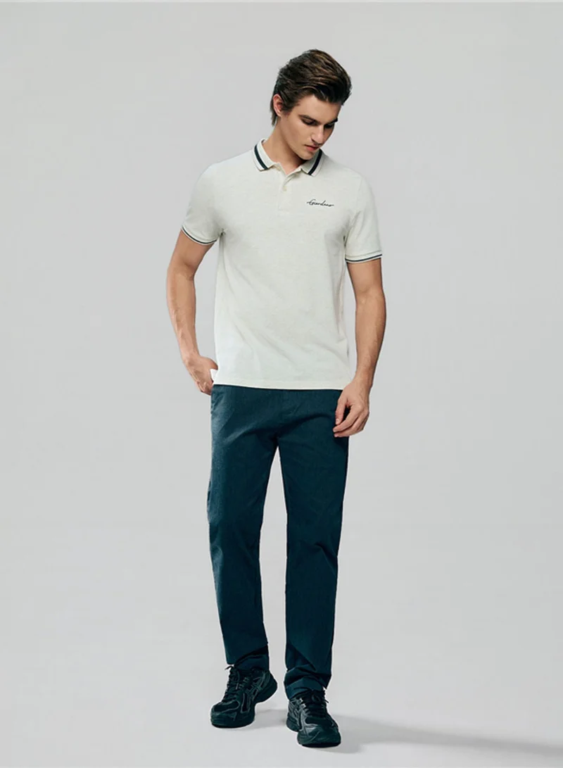 جيوردانو Men’s Slim Pique Polo with Flat Knit Collar & Embroidery
