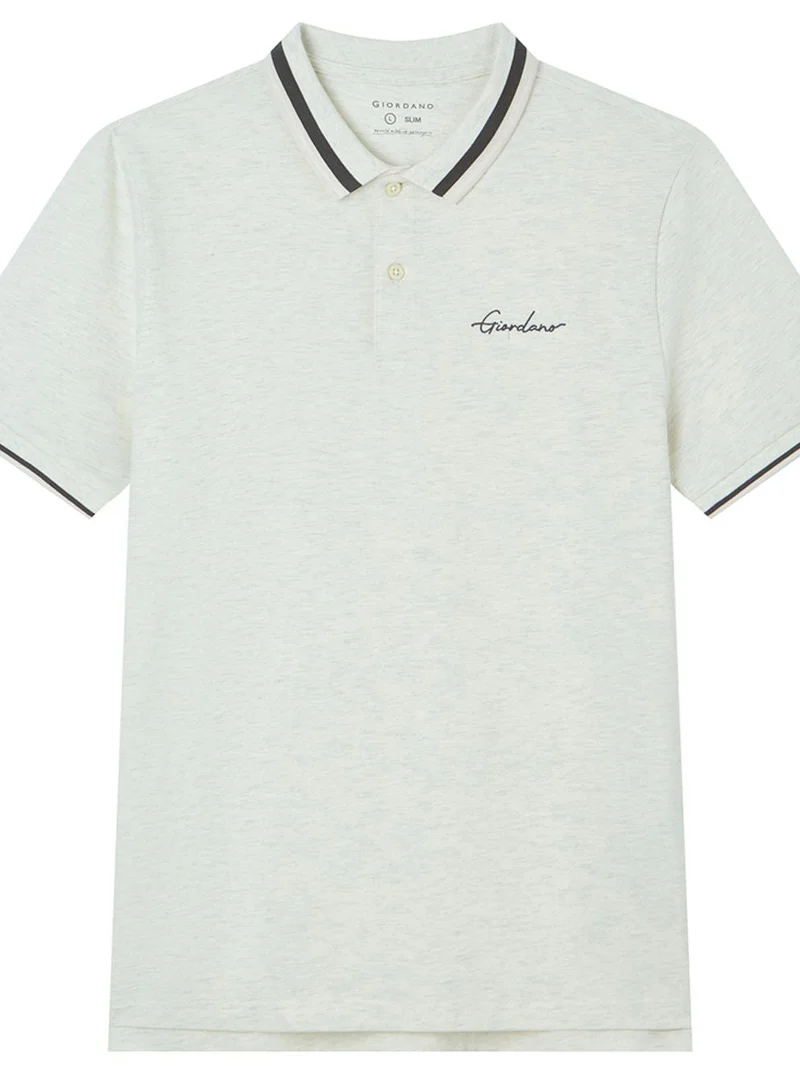 GIORDANO  Men’s Slim Pique Polo with Flat Knit Collar & Embroidery for Men | Best Price UAE