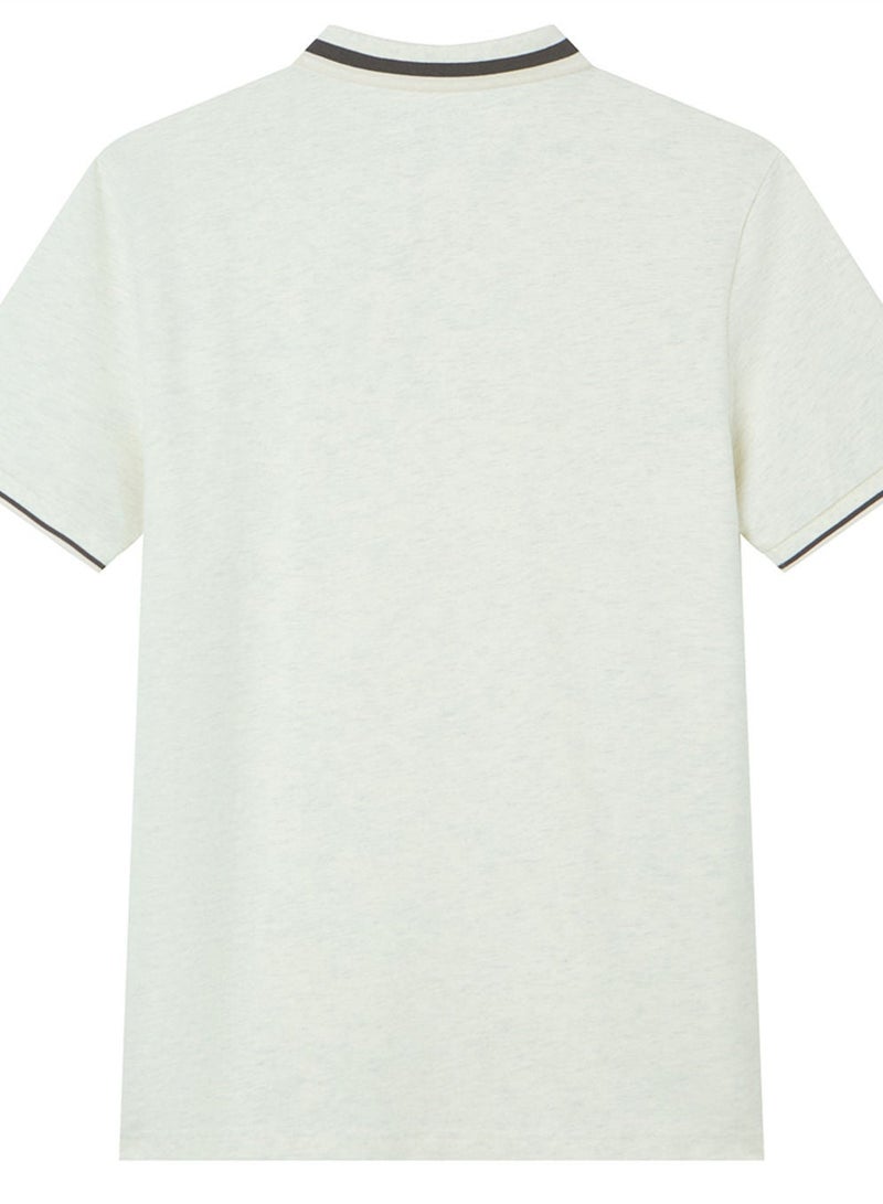 GIORDANO بولو بيكيه ضيق للرجال مع ياقة محبوكة مسطحة وتطريز - Image 4