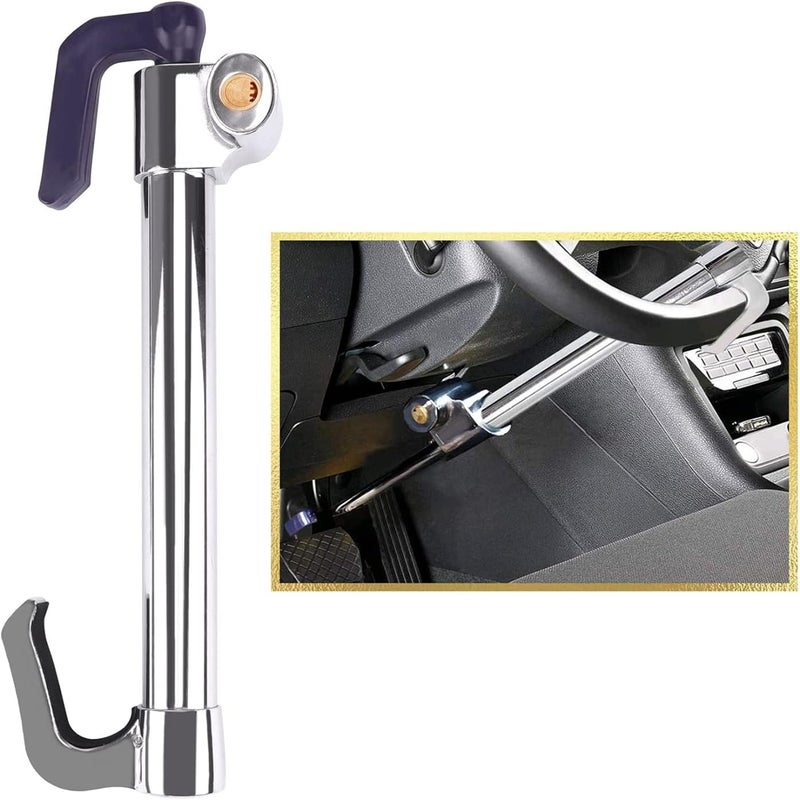 Tevlaphee Universal Steering Wheel Brake Lock AntiTheft Retractable Double Hook Extended Car Lock Clutch Pedal for Car Truck SUV Van Security with 3 KeysExtended - Image 3