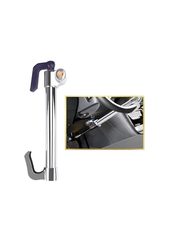 Tevlaphee Universal Steering Wheel Brake Lock AntiTheft Retractable Double Hook Extended Car Lock Clutch Pedal for Car Truck SUV Van Security with 3 KeysExtended - Image 1