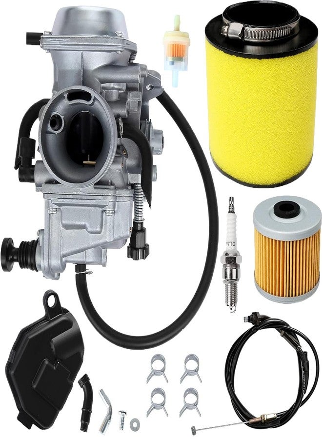 ATRACYPART مكربن لهوندا فور تراكس 300 TRX300FW موديلات 1993-2000، وفور تراكس TRX350 موديلات 1986-1987، وفورمان 400 موديلات 1997-2004، وفورمان 450 موديلات 1998-2004، وهوندا TRX300 رانشر موديلات 2000-2006، مع فلتر هواء، وفلتر زيت، وشمعة إشعال، وكابل خانق. - Image 1