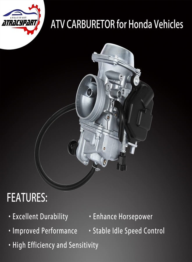 ATRACYPART مكربن لهوندا فور تراكس 300 TRX300FW موديلات 1993-2000، وفور تراكس TRX350 موديلات 1986-1987، وفورمان 400 موديلات 1997-2004، وفورمان 450 موديلات 1998-2004، وهوندا TRX300 رانشر موديلات 2000-2006، مع فلتر هواء، وفلتر زيت، وشمعة إشعال، وكابل خانق. - Image 2
