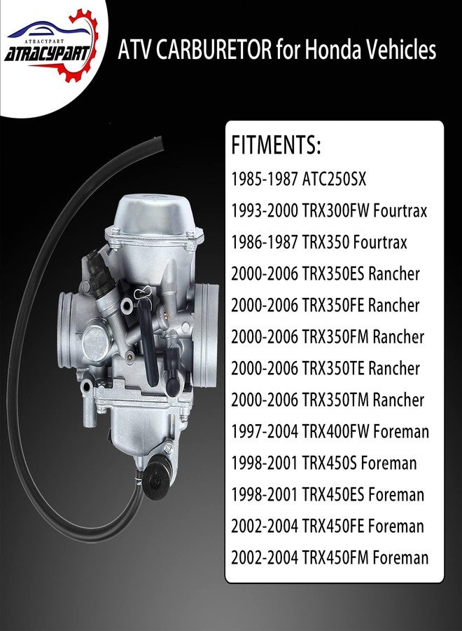 ATRACYPART مكربن لهوندا فور تراكس 300 TRX300FW موديلات 1993-2000، وفور تراكس TRX350 موديلات 1986-1987، وفورمان 400 موديلات 1997-2004، وفورمان 450 موديلات 1998-2004، وهوندا TRX300 رانشر موديلات 2000-2006، مع فلتر هواء، وفلتر زيت، وشمعة إشعال، وكابل خانق. - Image 3