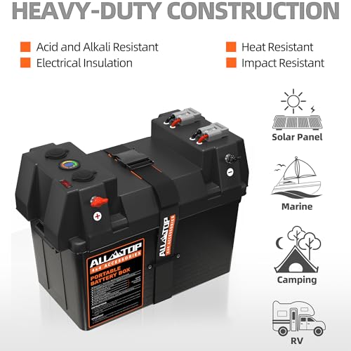 ALL-TOP صندوق بطارية ذكي ALL-TOP، حالة بحرية 12 فولت مع موصلات 50 أمبير، منافذ متعددة وقاطع دائرة لمحرك التجديف، RV والألواح الشمسية، البطارية غير مدرجة - Image 5