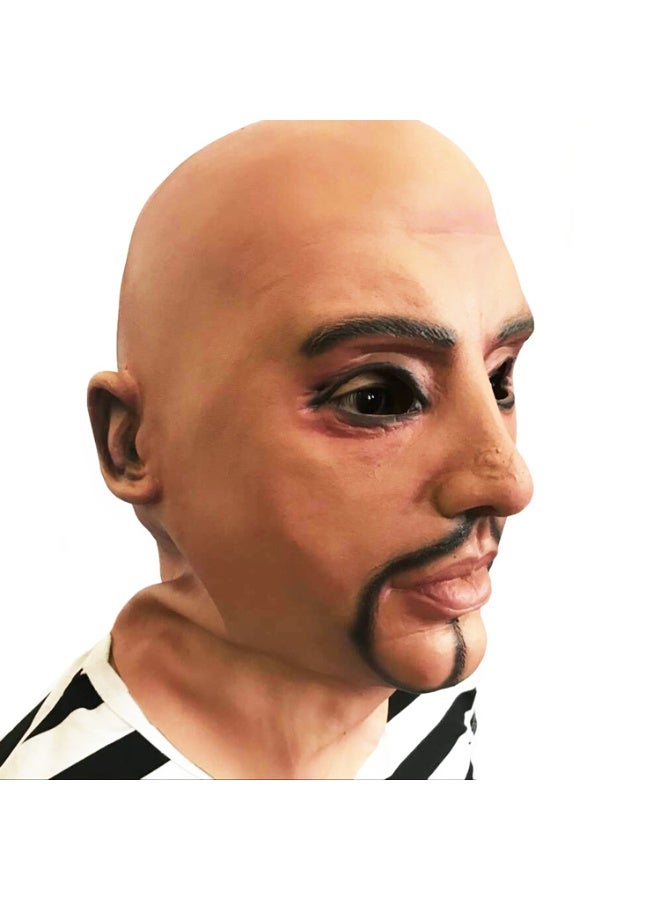 قناع رجل عجوز أصلع واقعي، قناع دعائي لحفلة الهالوين للبالغين - Image 2