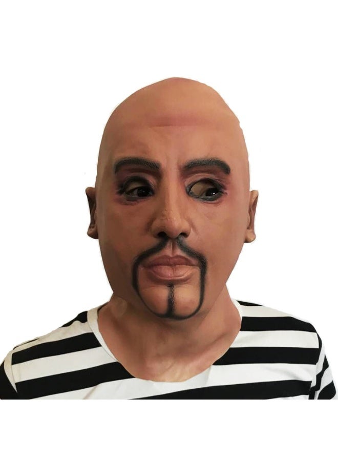 قناع رجل عجوز أصلع واقعي، قناع دعائي لحفلة الهالوين للبالغين - Image 1