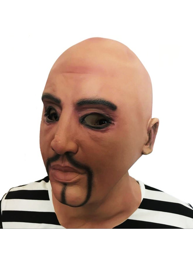 قناع رجل عجوز أصلع واقعي، قناع دعائي لحفلة الهالوين للبالغين - Image 3