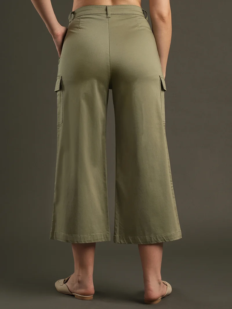 globus Women Relaxed Cotton Mid-Rise Trousers