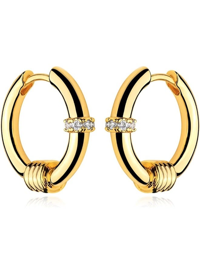 Mevecco Women Huggie Earrings Gold Hoop 14K Gold Filled Small Simple Handmade Hypoallergenic Everyday Jewelry - Image 1