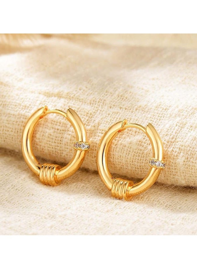 Mevecco Women Huggie Earrings Gold Hoop 14K Gold Filled Small Simple Handmade Hypoallergenic Everyday Jewelry - Image 5
