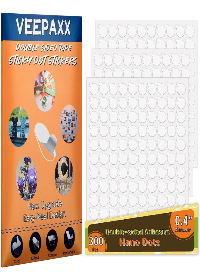 Veepaxx 300Pcs Double Sided Adhesive Dots, Removable Clear Dots Sticky Tack, Waterproof No Trace Dots Adhesive Putty for Wall Hanging Crafts, Balloons Party Decorations Poster Picture Festival Decoration 10mm - Image 1