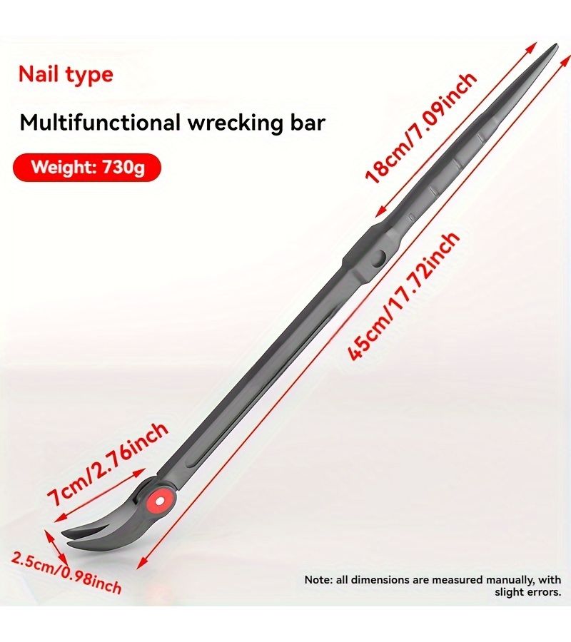 1pc Crowbar Truck Pry Bar Tie Down Tightener Levering Bar Multi-Function Vehicle Tire Lever Tool Thickened Rotating Pry Bar - Image 2
