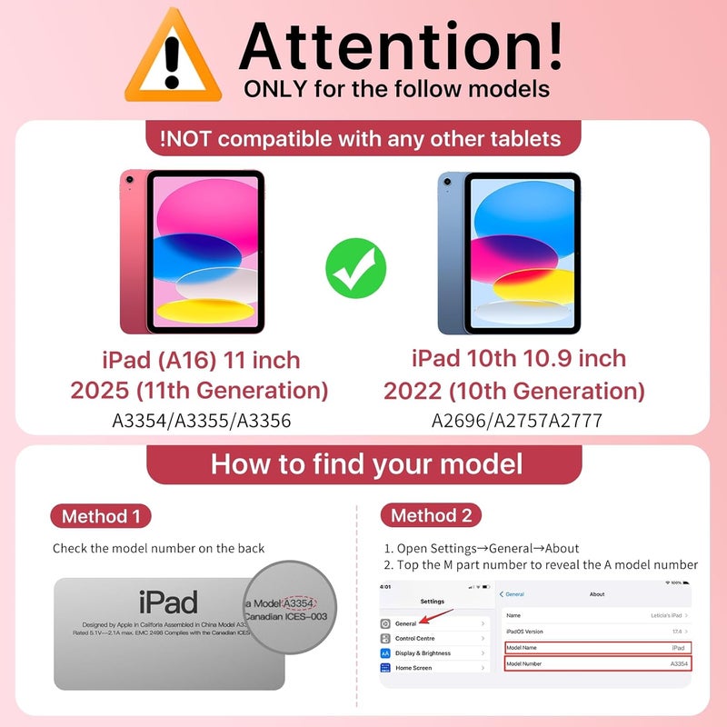 MoKo for iPad 11-inch (A16) 11th Generation Case 2025, iPad 10th Generation Case 2022 with Pencil Holder, Slim Lightweight Trifold iPad11 inch Cover with Rugged PC Translucent Back Shell,WatermelonRed - Image 2