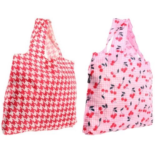 Wrapables Envirosax Lane Reusable Shopping Bags, Cherry, Set of 2 - Image 1