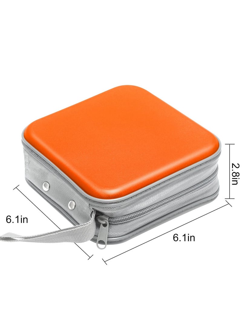 SYOSI - SYOSI CD Case, 48 Capacity Plastic CD Case Hard Shell DVD Storage Box Large Capacity CD & DVD Storage Binder for Car, Home, Office, Travel (Orange) - Image 1
